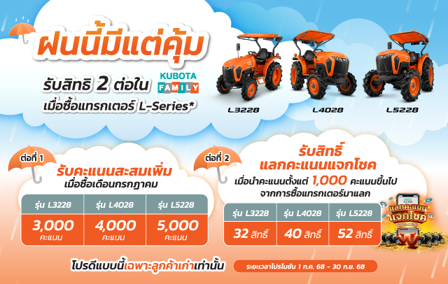 โปรโมชั่น 6.6 กับกิจกรรมแลกคะแนน แจกโชคกับคูโบต้าแฟมิลี่ ปีที่ 3